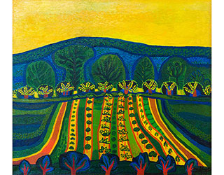 In unserer Galerie zum Verkauf angebotenes Bild von Josef Scharl (Maler, Expressionismus): Blühende Felder (klein)